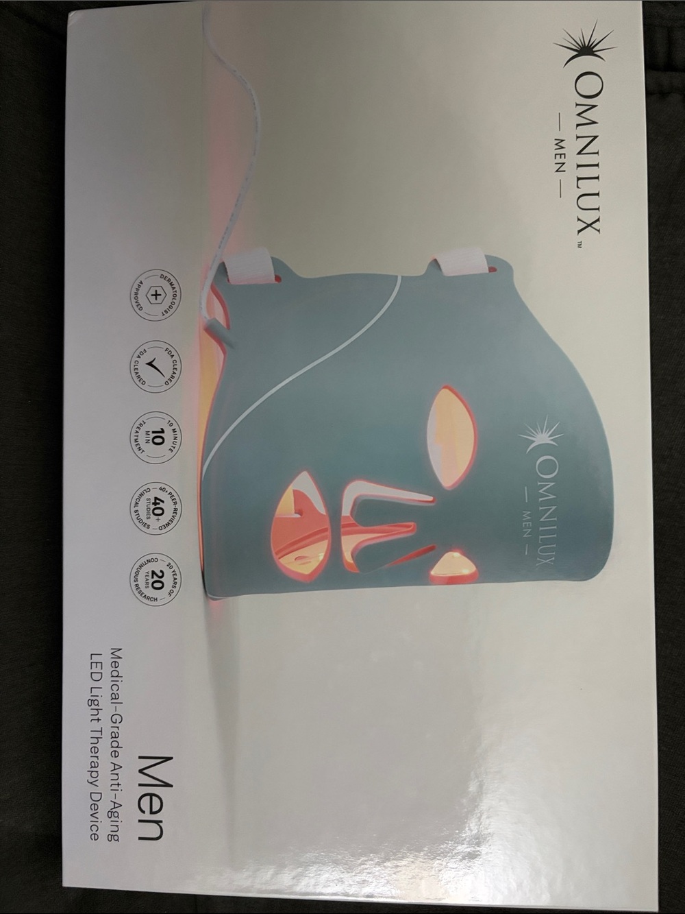 Omnilux Men LED Therapy Mask in Gray for Anti-Aging